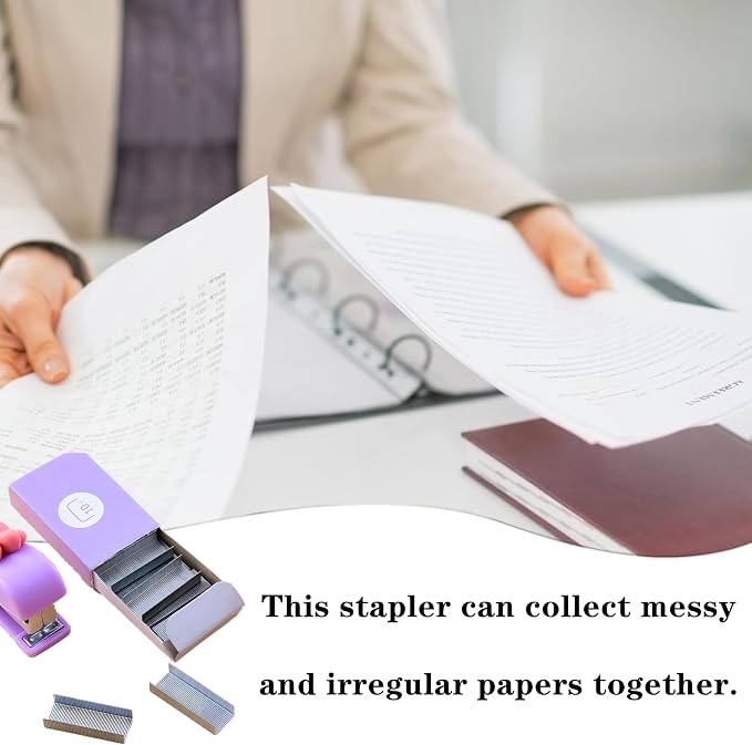 4 PCS Mini Stapler Cute Small Stapler Mini Stationery Set Pink Stapler & - Image 5