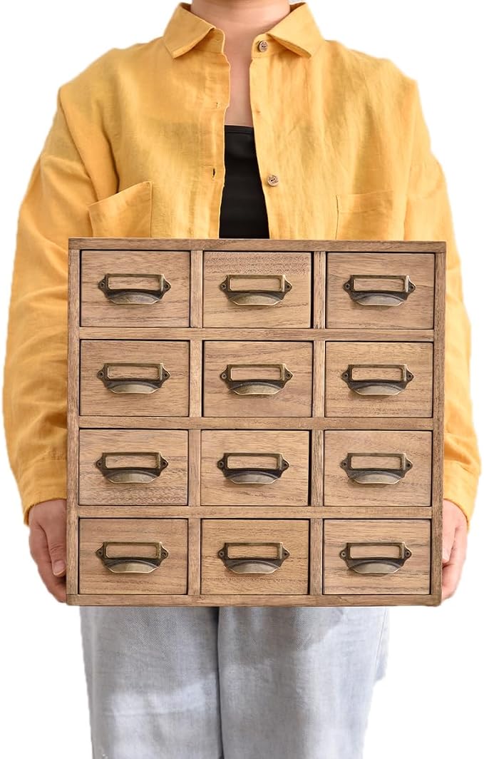 KIRIGEN Wooden Desk Storage Cabinet 12 Drawers Mini Chest - Image 8