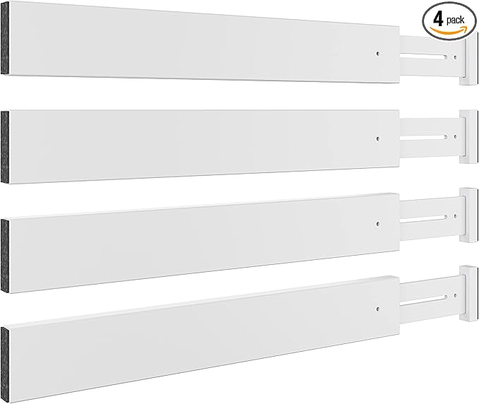 BAMEOS Drawer Dividers Bamboo Separators Organization Expandable Organizers for Kitchen Bedroom Bathroom Dresser Office 4-pack-DeskLoop Office