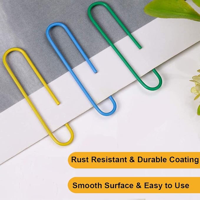Vinaco Paper Clips Colorful, 100 Pack Large Paper Clips 2 Inch, Durable & Rust - Image 2