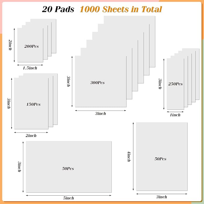 Transparent Sticky Notes, 6 Sizes Clear Sticky Notes Pads, Waterproof - Image 2