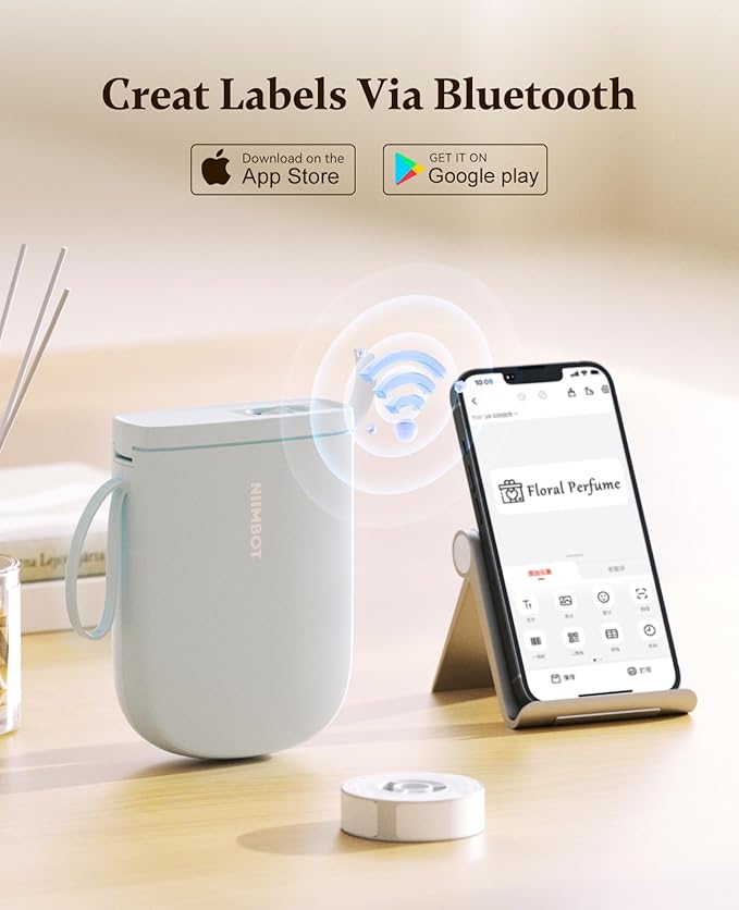 NIIMBOT Label Maker Bluetooth Mini Label Printer D11 2024 Version, Portable Label Maker with Tape Thermal Sticker Small Labeler, 300 DPI High Clearity Rechargeable, Blue-DeskLoop Office