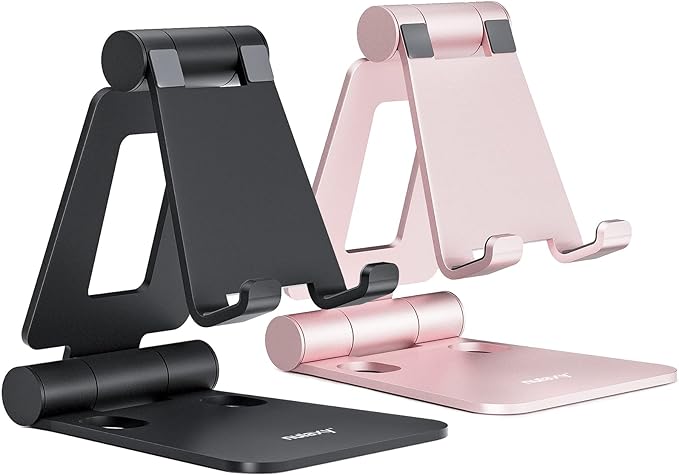 Nulaxy 2 Pack Dual Folding Cell Phone Stand, Fully Adjustable Foldable Desktop by Nulaxy