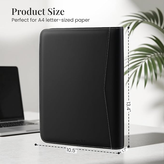 Padfolio Portfolio Organizer Binder, Faux Leather Interview Resume Folder - Image 2