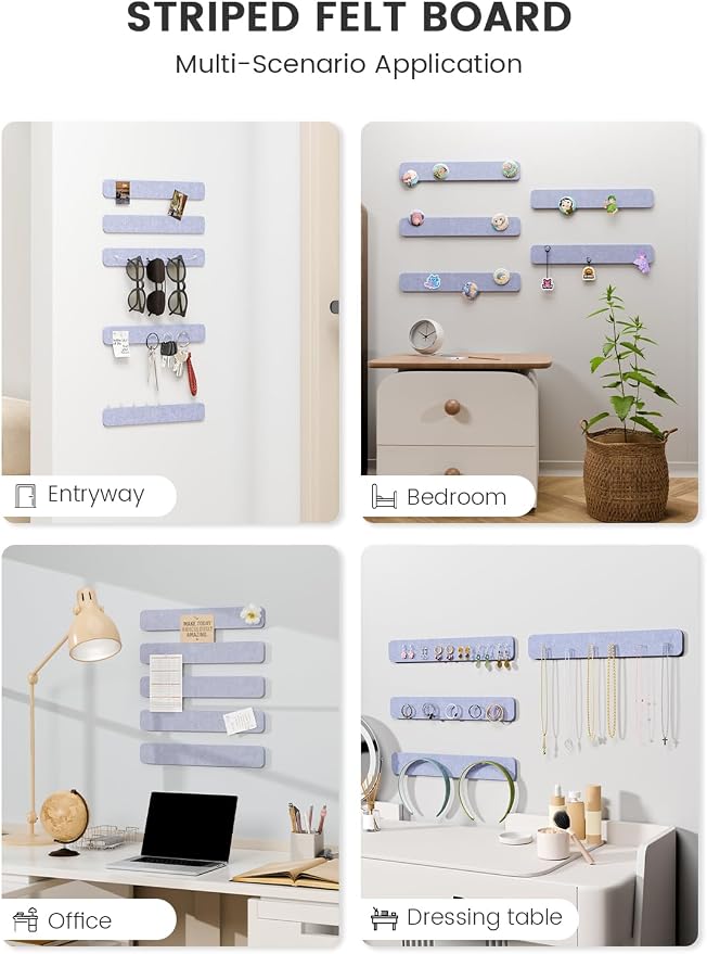 Fluxynara Cork Board Alternative Felt Strip Board 5-Pack 13"x2", Office Pin - Image 6