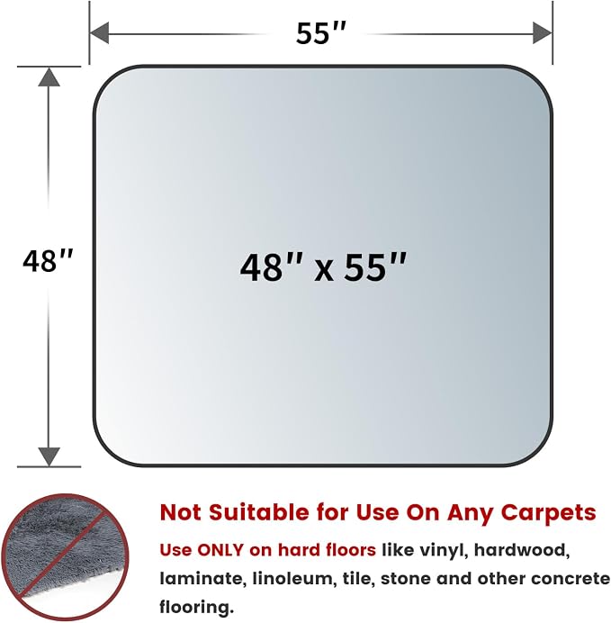 Yecaye Office Chair Mat for Hardwood Floor, PVC Heavy Duty Floor Protector for - Image 2
