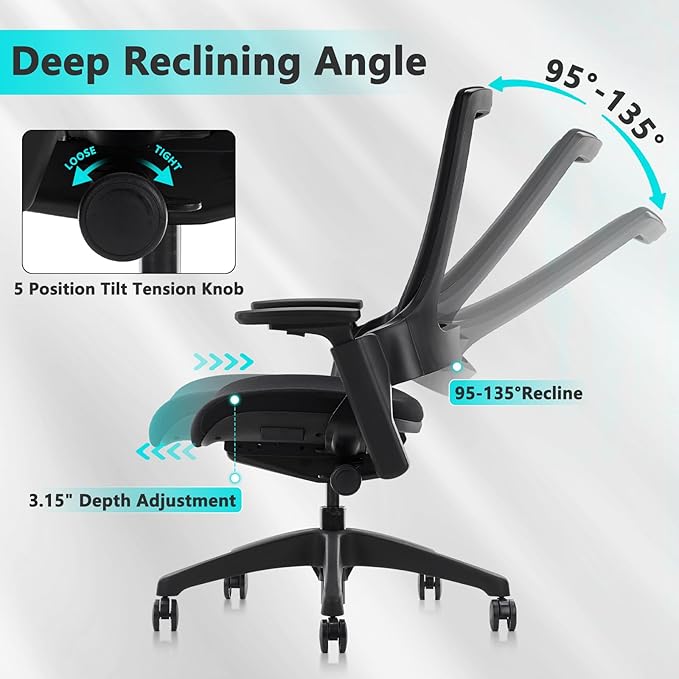 CLATINA Swivel Executive Chair, Adjustable Ergonomic Computer Chair with 3D Armrest and Lumbar Support, Mesh Backrest Task Chair for Home Office Conference Room-DeskLoop Office
