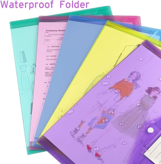 Sooez 48 Pack Folders Plastic Envelopes, Letter A4 Size Poly File Envelopes - Image 2