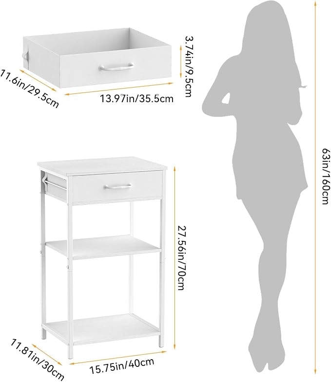Printer Stand with Fabric Drawer, 3-Tier Industrial Sturdy Under Desk Printer - Image 6