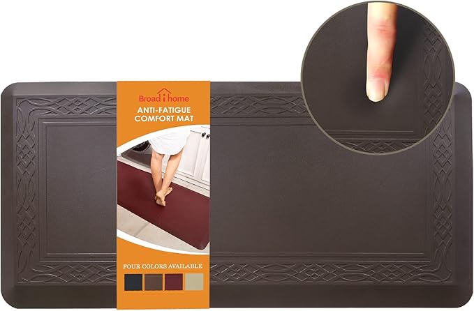 20x 42 Inch Extra Support Anti Fatigue Comfort Kitchen Mat, Waterproof Long Kitchen Runner, Non-Slip Standing Desk Mat, Commercial Pads for Offices, Home, Garages (Bordeaux Coffee, 20'' x 42'')-DeskLoop Office