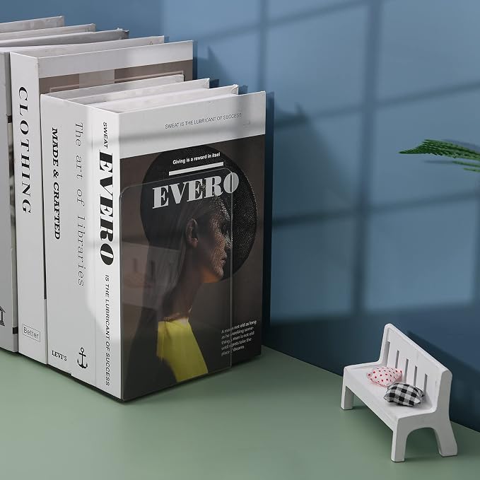 Adwikoso Clear Acrylic Book Ends, Non-Slip Book Holder Stand, Decorative Book - Image 2