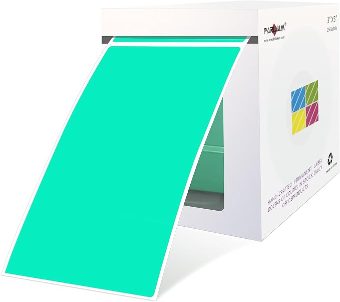 PARLAIM Large 3 X 5 Inch Aqua Color Coding Square Labels, Permanent Rectangular by PARLAIM