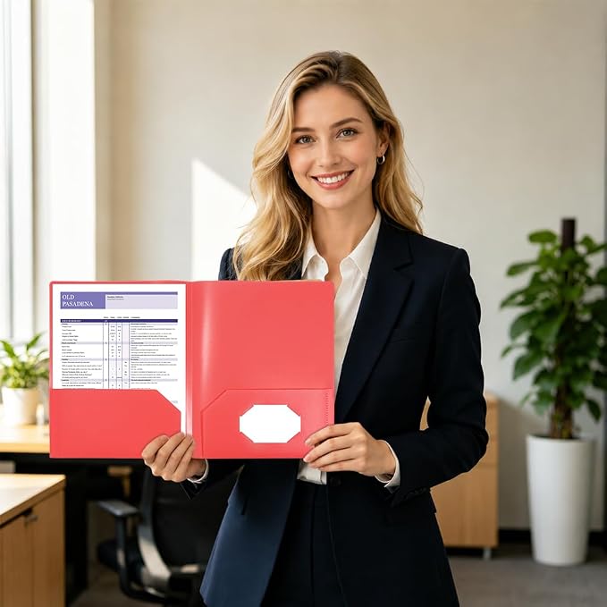 7 Pack Plastic Folders with Pocket, 2 Pocket Folder, File Folders with Business - Image 7