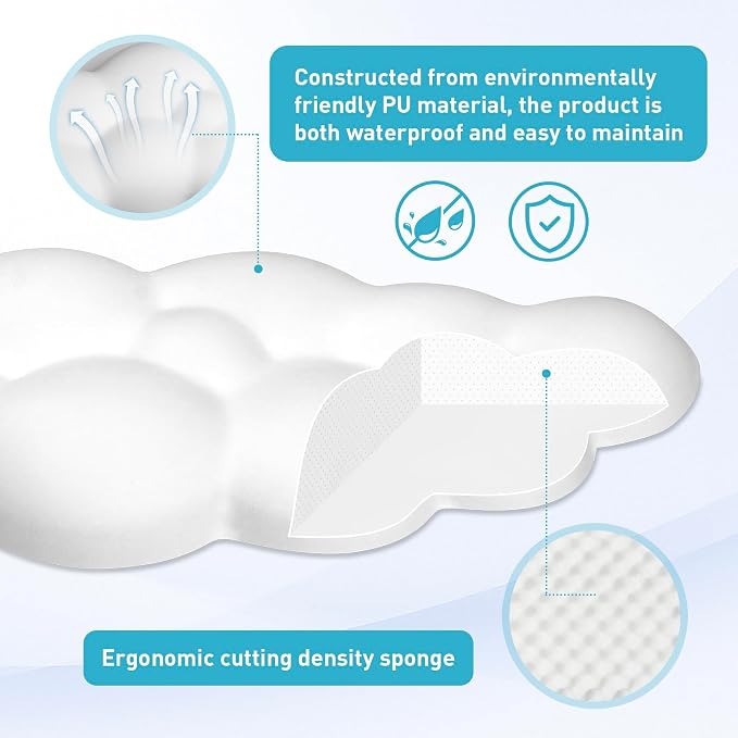 Cloud Wrist Rest Keyboard | Memory Foam, PU Leather, Ergonomically Designed - Image 2