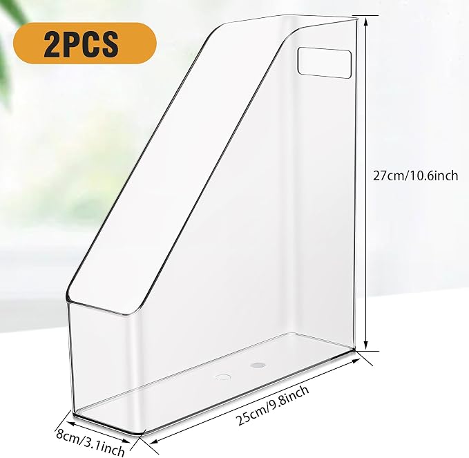 MAQUITA Magazine Holder, 2 Pack Acrylic Magazine File Holder, A4 Vertical File - Image 2
