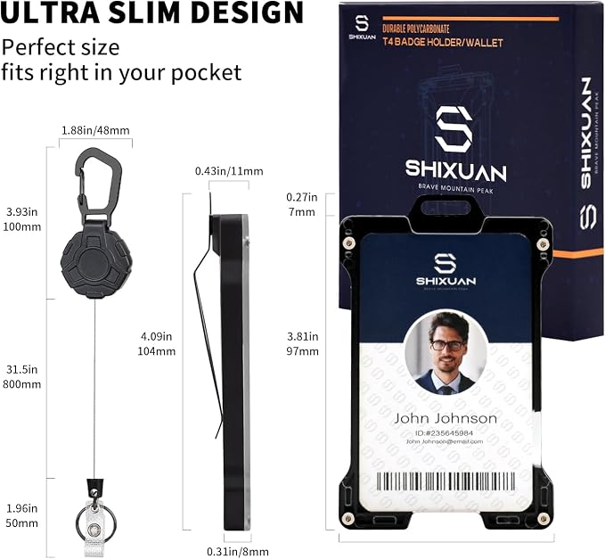 ID Badge Holder with Retractable Clip, Credit Card Holder, Keychain Wallet - Image 2