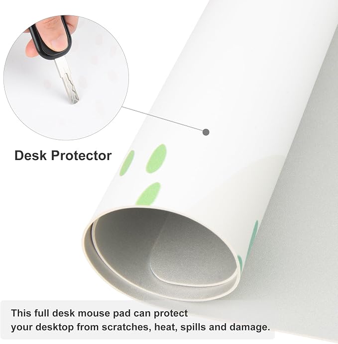 Colorful Star Abstract Boho Large Mouse Pad, Waterproof Green White Desk Mat - Image 4