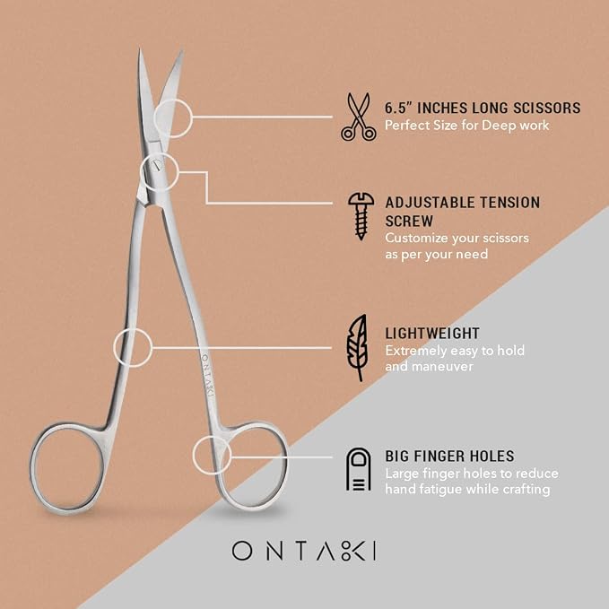Ontaki Dual Bent Machine Embroidery Scissors - Image 5