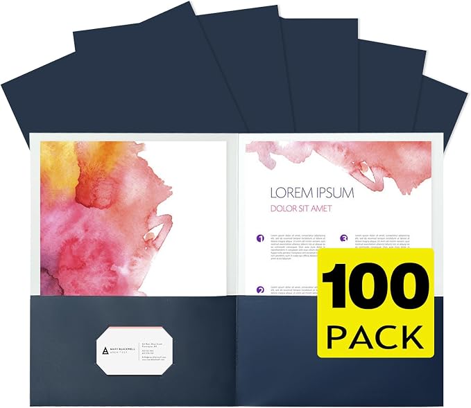 pmybupo Two Pocket Folders, 100 Pack Blue Folders by pmybupo