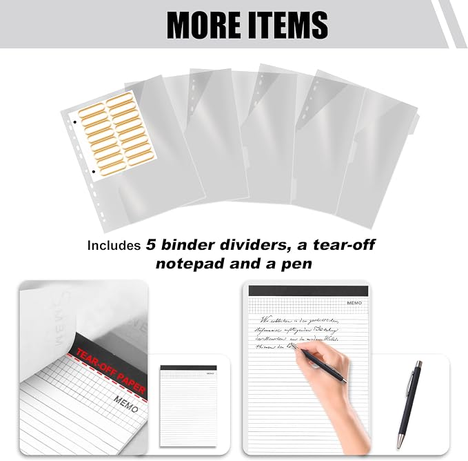 Portfolio Binder 3 Ring Includes Pen and 5 Dividers - Image 5