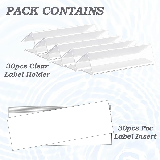 30-Pack Clear Plastic Shelf Label Holder Clips, Fits 0.6-0.78 inch Thick Wire & - Image 5