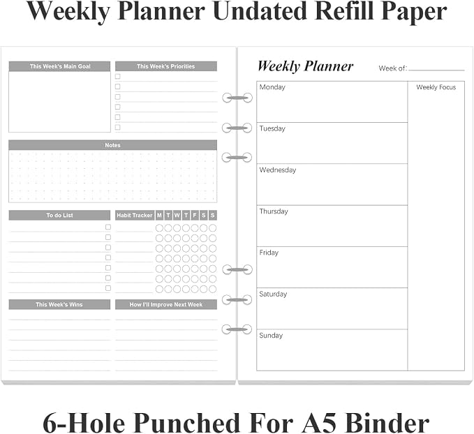 Weekly Planner Refills for A5 Binders - Image 2