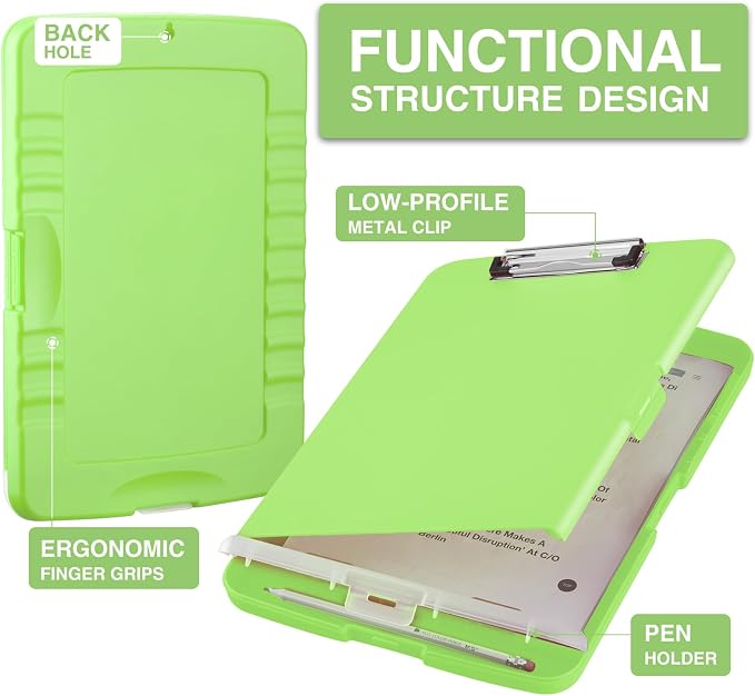 Sooez Clipboard with Storage, Clip Board 8.5 x 11 with Pen Holder, Plastic - Image 2