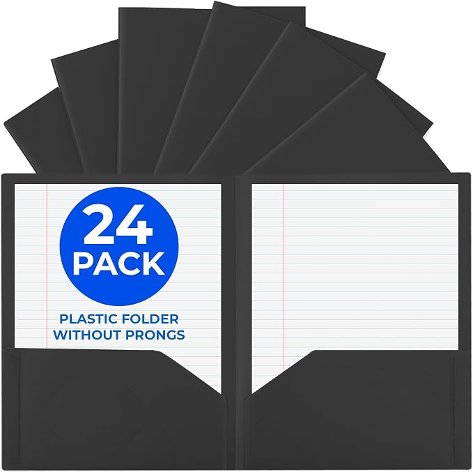 24 Pack Black Plastic Folders by EPI