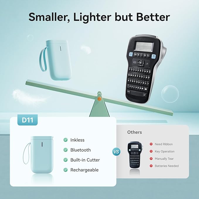 NIIMBOT Label Maker Machine D11 Label Printer Portable Wireless Connection Multiple Templates Available for Phone Easy to Use Office Home Organization USB Rechargeable-DeskLoop Office