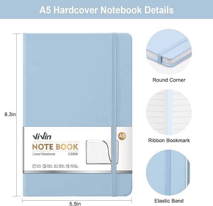 ViVin Lined Journal Notebooks for Professional Office Work, 192 Pages, Medium - Image 2