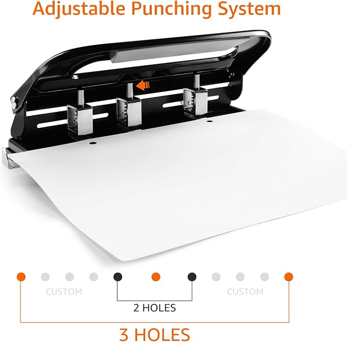Amazon Basics Semi-Adjustable 3-Hole Punch, 30 Sheet Capacity - Image 4