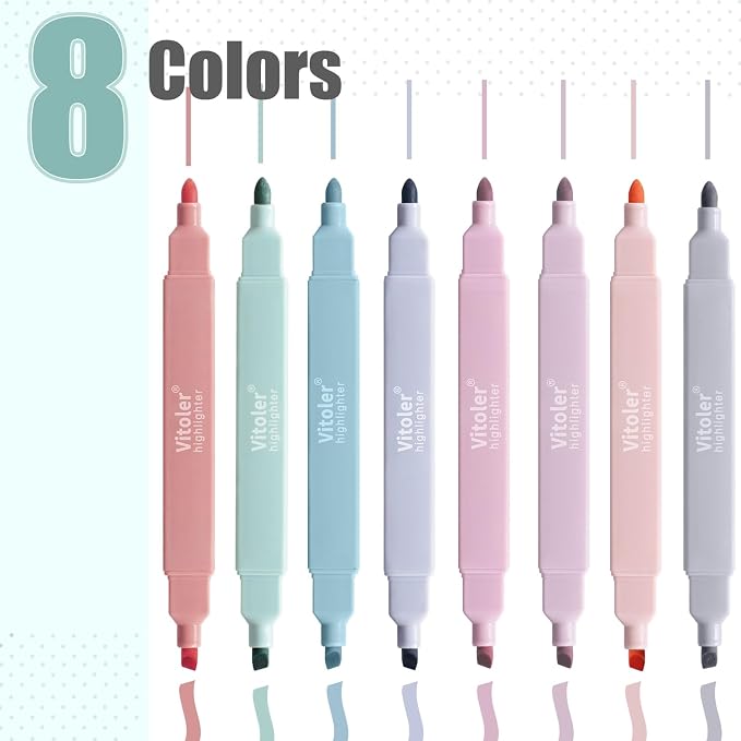 Vitoler 8pcs Aesthetic Highlighters, Chisel & Fine Tips Bible Highlighters | - Image 2