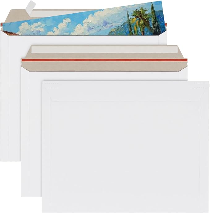 zmybcpack 50 Pack 11x14 inch White Rigid Mailer, Self Seal Photo Document by zmybcpack