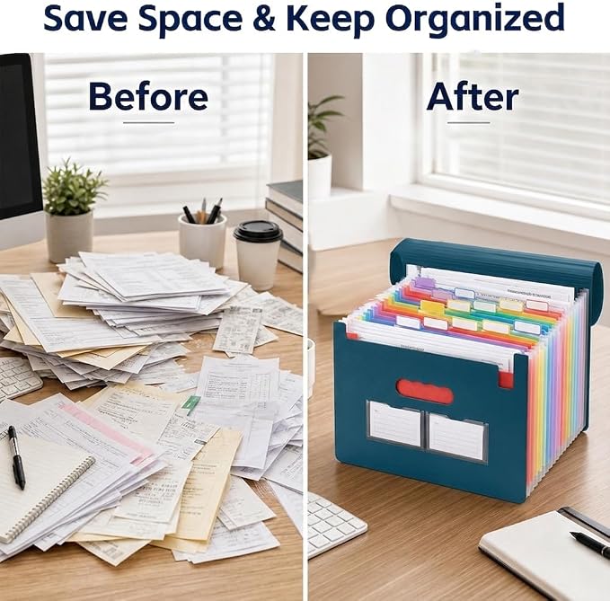 13 Pockets Accordion File Organizer, Portable Expanding File Folder - Image 6