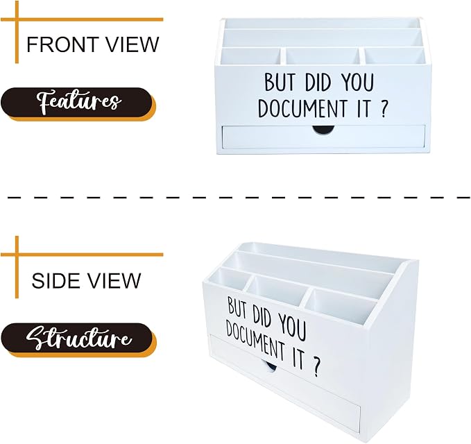 EXQUIDECA Wooden White Rustic Countertop Mail Storage Holder - Image 3