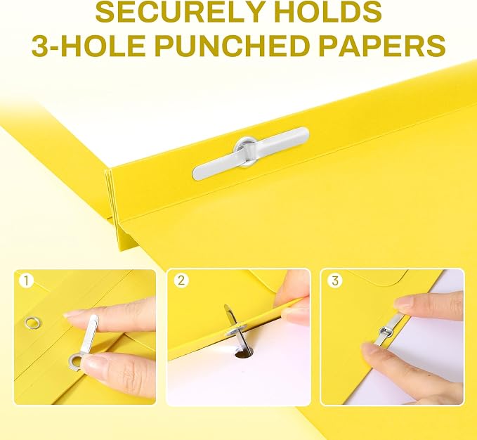 SUNEE 2 Pocket Folders with Prongs, Paper Folders with 2 Pockets and 3 Prongs - Image 3