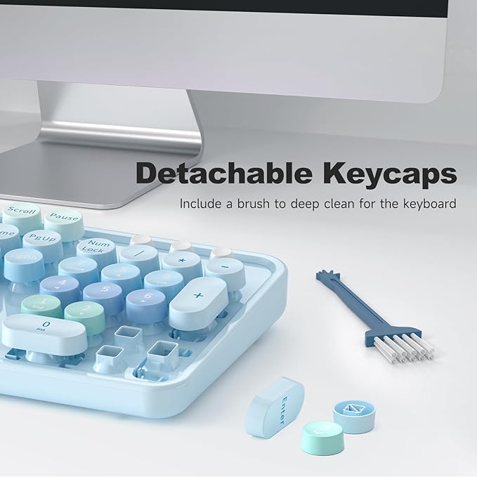 Large Print Wired USB Keyboard, 104 Keys Full Size Typewriter Keyboards, Plug and Play Office Computer Keyboard with Number Pad for Windows, PC, Laptop, Desktop (Blue Colorful)-DeskLoop Office
