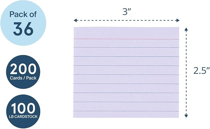 Roaring Spring Mini Index Cards, 36 Packs of 200 Small Note Cards, Lined & - Image 3