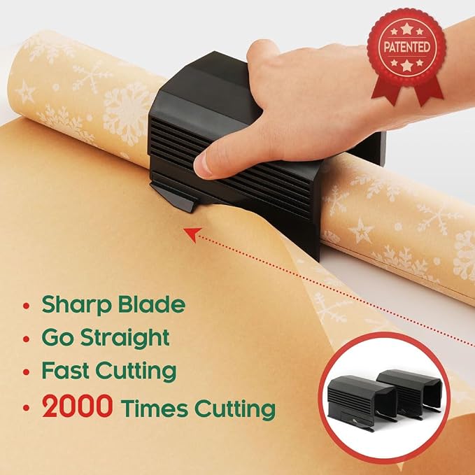 2PC Wrapping Paper Cutter Christmas Paper Roll Cutters Paper Cutter Slider Tool - Image 2