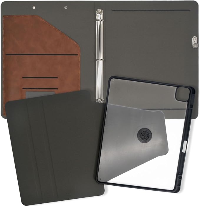 3 Ring Portfolio with iPad Holder, Business Padfolio with Clipboard & Rotating - Image 5