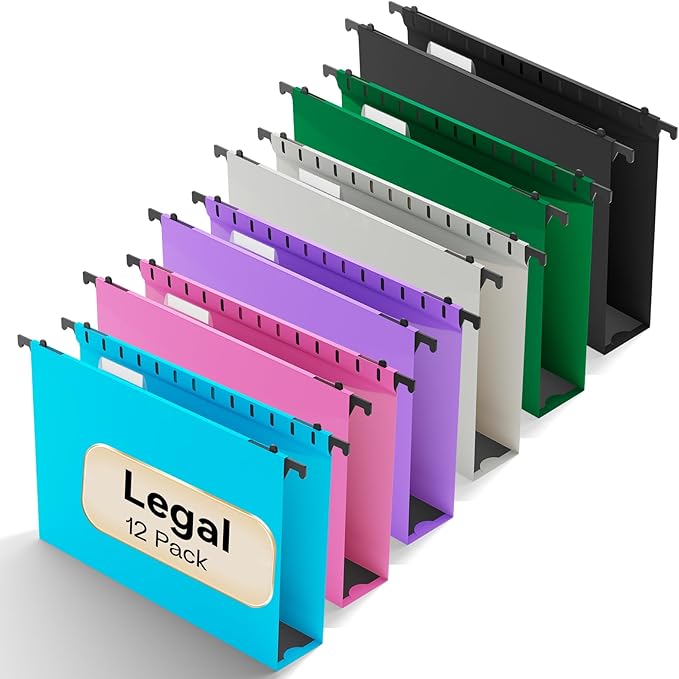 Extra Capacity Legal Size Plastic Hanging File Folders, Heavy Duty 2 Inch by NORDUN