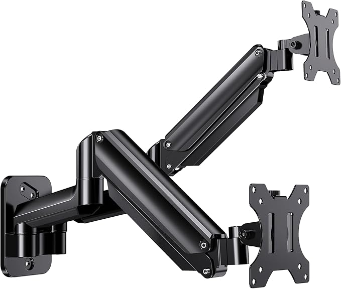 HUANUO Dual Monitor Wall Mount with Gas Spring Arms - 17-32 Inch Computer Screen Mount (4.4-17.6lbs Per Arm) - VESA 75x75/100x100 Height Adjustable Stand for Dual Monitors - Home Office Desk Setup-DeskLoop Office