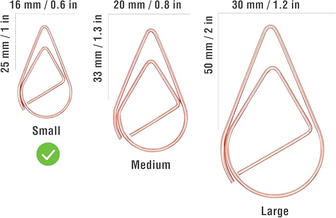 DEEDYGO 250 PCS Rose Gold Teardrop Paper Clips, 1 Inch | Cute Drop-shaped - Image 2
