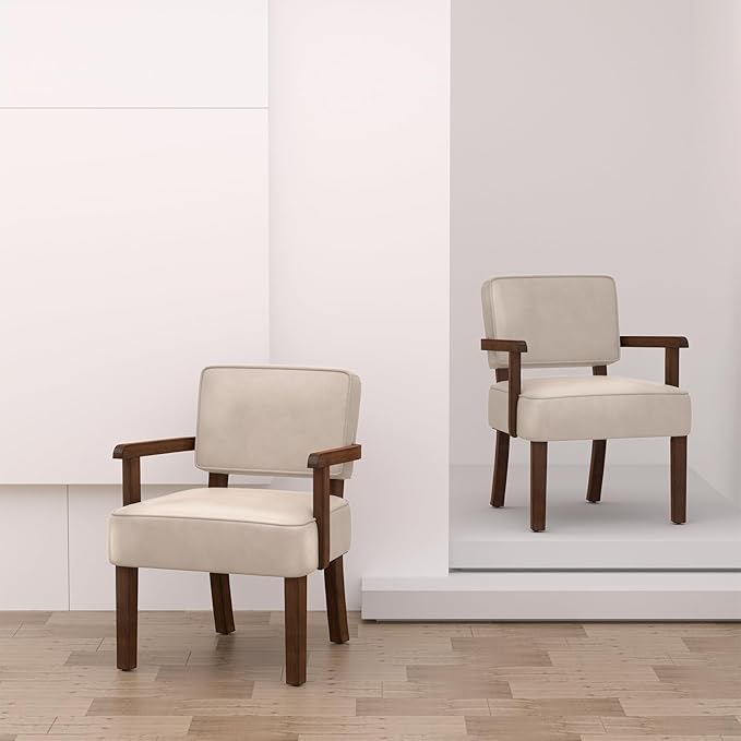 Accent Chair, PU Leather Chair for Living Room Oversized Armchair with Soft Seat and Armrests for Bedroom Dinning Reading Waiting Room (One Chair)-DeskLoop Office