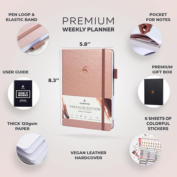 Clever Fox Planner Premium Edition – Undated Luxurious Weekly & Monthly Planner - Image 2