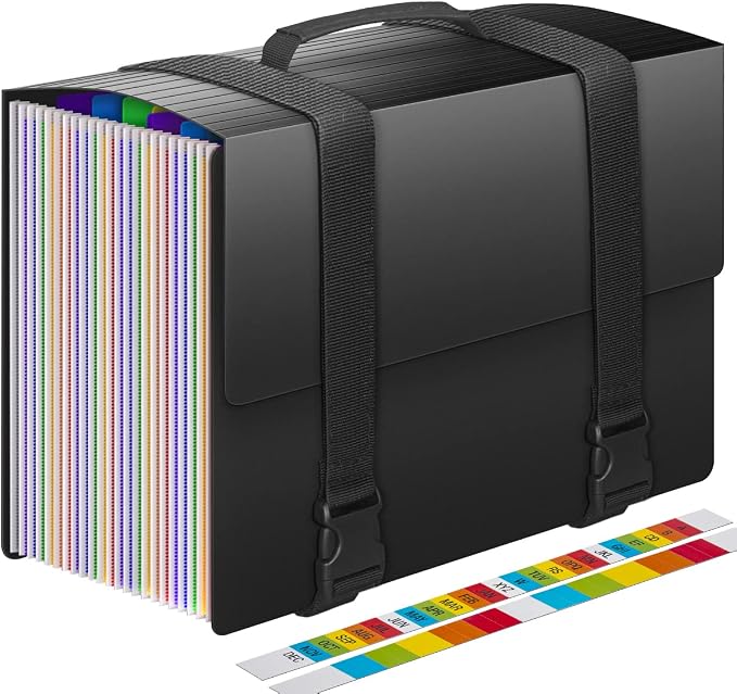 25 Pockets Accordion File Organizer Expanding File Folders by Fun+storage