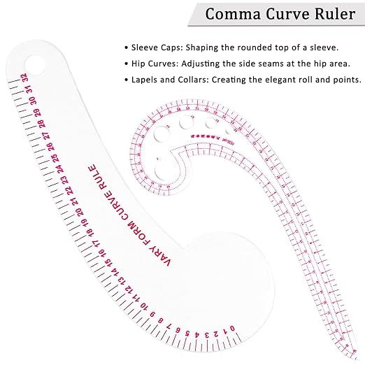 Fashion Clear Metric Sewing Ruler Set, French Curve Pattern Rulers - Image 4
