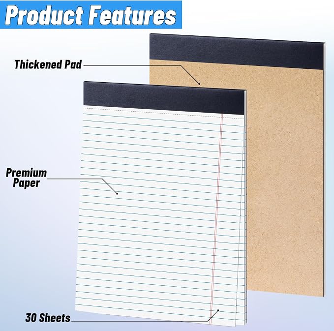 48 Pack Legal Pads Bulk, 8.5 x 11 Inch White Notepad, Note Pads Wide Ruled - Image 3