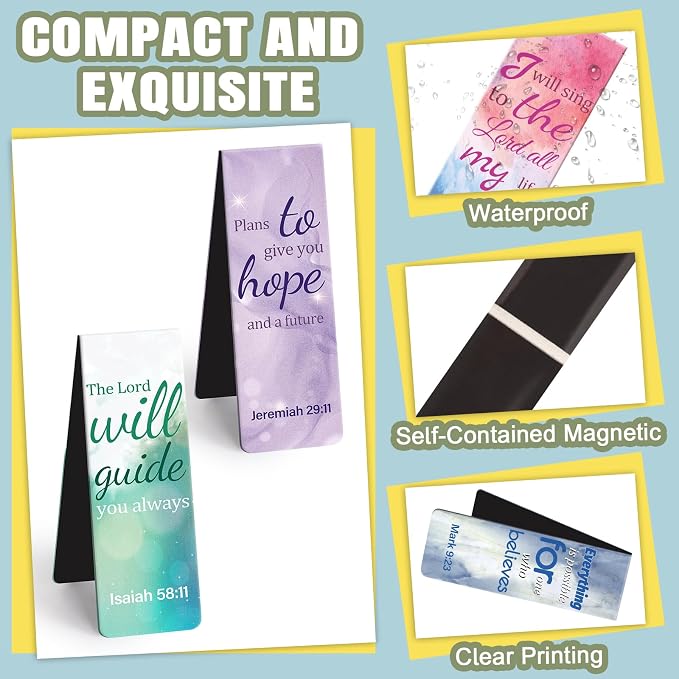 Magnetic Bookmarks, Tumwisk 15PCS Large Bible Quotes Christian Bookmarks - Image 2