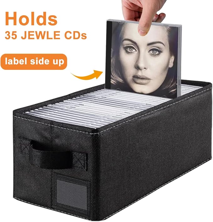 CD Storage Box & Case, Each Holds 35 CDs, Desktop & Closet CD Organizer - Image 3